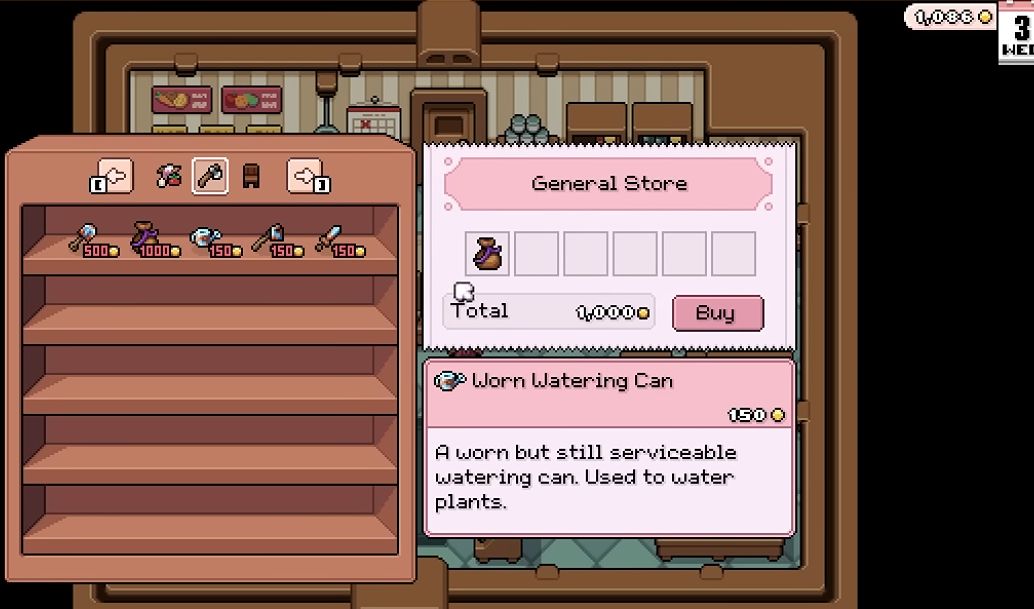 バッグを購入欄へ入れ、合計1,000tを確認してBuyを選びます。